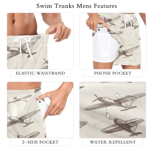 Aircrafts Men's Swim Trunks with Liner Quick Dry Beach Shorts Swimwear Bathing Suit S-XXL2