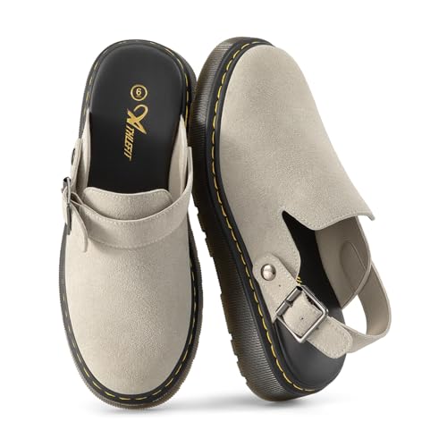 Athlefit Womens Clogs Shoes with Back Strap Comfortable Latex Footbed Slip-On Adjustable Slingback Mules Zapatos para Mujer Apricot