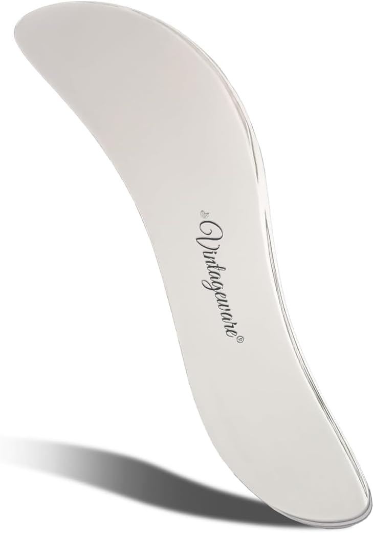 Vintageware® Stainless Steel Gua Sha Tool – IASTM Scraper for Acupressure, Muscle Recovery, Face & Body Massage, Trigger Point Therapy (S-Shaped)