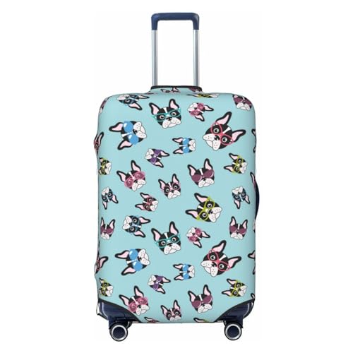 Funny French Bulldog Cute Luggage Cover Protector Anti-Scratch Washable Fits 18-32 Inch Luggage-Large
