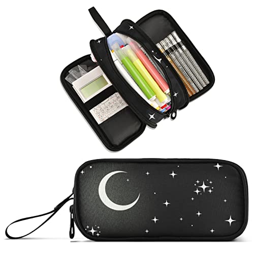 Image of Moon Large Capacity Pencil Case Pencil Pouch Pen Box | 3 Compartment Large Storage Pencil Bag for Adults School Office Teen Girl Boy Men Women