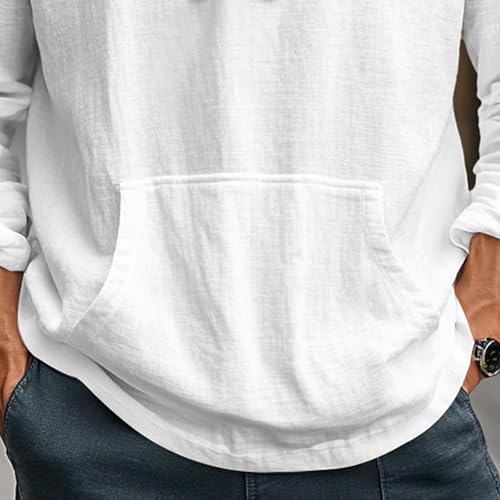 Xiaojmake Linen Hoodie Shirts for Men Lightweight Button Up Long Sleeve Sweatshirt Loose Fit Breathable Beach Shirts Jackets3