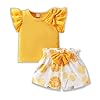 Toddler Baby Girls Clothes Cute Cap Sleeve T-Shirt + Floral Printed 2pcs Summer Shorts Set For Girls