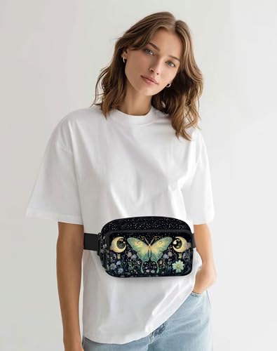 Image of Moth Fanny Pack Lightweight Belt Bag Fashion Waist Pouch | Waterproof, crossbody bags for women, sports, running, traveling, hiking