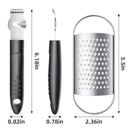 Citrus Zester Tool With Channel Knife Citrus Peeler, Non-Slip Handle, Black - Thumbnail 4