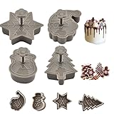 4pcs stampi natalizi set di taglieri per biscotti pp 3d, timbri con biscotti con fiocchi di neve di Santa Tree per la festa di Natale