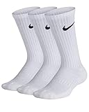 adidas lange socken damen Waschmaschinenfest Nike Value Cotton Crew Socks Socken 3er Pack (M, white/black)