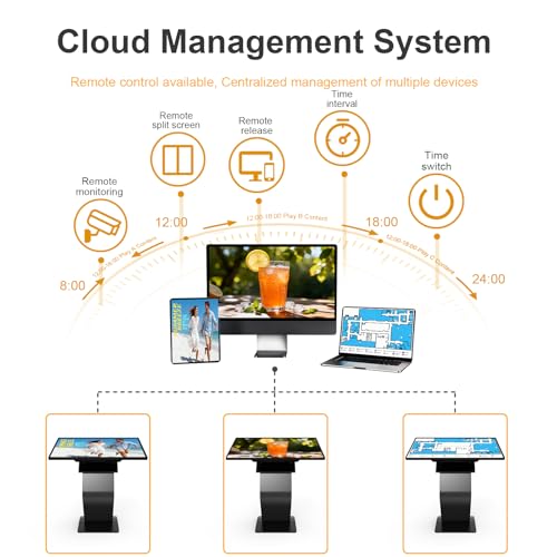 Image of 32 inch Touch Screen Kiosk, 10pt PCAP Touch Screen Digital Signage, Plug&Play K-Style Indoor Digital Signage, Interactive LCD Display Signage, CMS /U-Disk Publish Content, Split Screen, Android 11