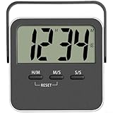 Cronómetro digital con cuenta regresiva y cuenta regresiva con pantalla LCD grande para cocinar, estudiar, fitness, rango de tiempo de 100 horas, ajustable audible/silencioso (negro)