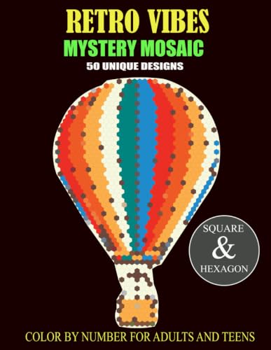 Retro Vibes Mystery Mosaic Color by Number: 50 Vintage 80s & 90s Pop Culture Designs with Square and Hexagon Grids for Adults and Teens (Relaxing Color by Grid Activity Book) image 2