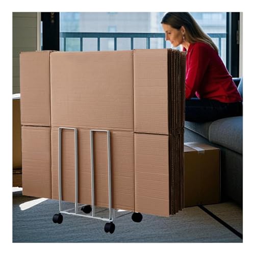 BFECGDXT Carton Stand for Boxes, Portable Carton Storage Rack with Wheels, Cardboard Storage Carton Cart for Home Warehouse and Supermarket (White, 10.24x12.2x17.13in)