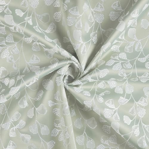 Image of haus & kinder Printed Jacquard Door Curtains 7 Feet Long Pack of 2 Door Curtains, 7 Feet Curtains for Door (Gingko Serenity, Seledon Nature 130x152 CM)