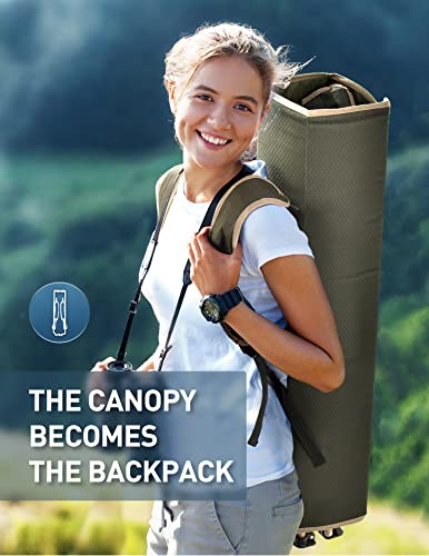 Docusvect Canopy Chair With Cooler, Folding Chair With Retractable Upf 50+ Shade Canopy, Cup Holder, Side Pocket For Camping, Beach, Tailgates And Fishing - Support 330 Lbs #TOP4