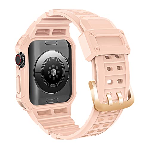 CRIS-BAND Bumper Bands Compatible with Apple Watch Band 45mm 44mm 42mm 41mm 40mm 38mm for Women Men, Water Shock-Proof Strap for iWatch Apple Watch Band with Case for Series 9 8 7 6 SE 5 4 3 2 1