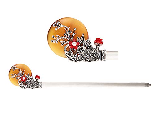 Hanbok Bineyo Korea Traditional Hair Accessory Stick 24 cm Art Skill Mustard