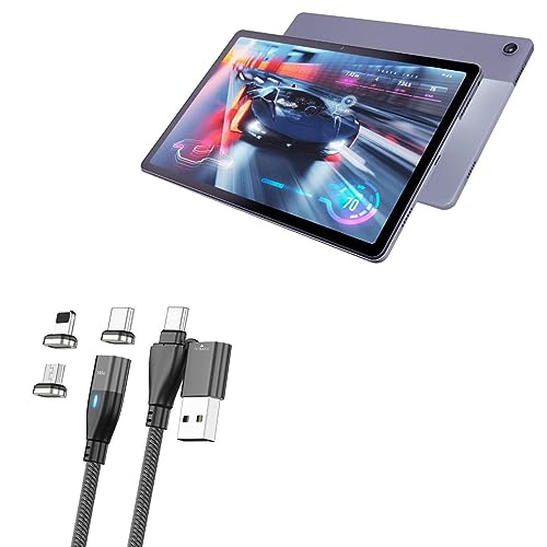 BoxWave Cable Compatible with Motorola Moto Tab G62 - MagnetoSnap PD AllCharge Cable (100W), Magnet PD 100W Charging Cable USB Type-C Micro USB for Motorola Moto Tab G62 - Jet Black