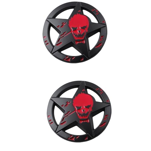 Image of Star Skull Emblem for Car Windows, Trucks, Hood, Laptops Car Decoration (Black)