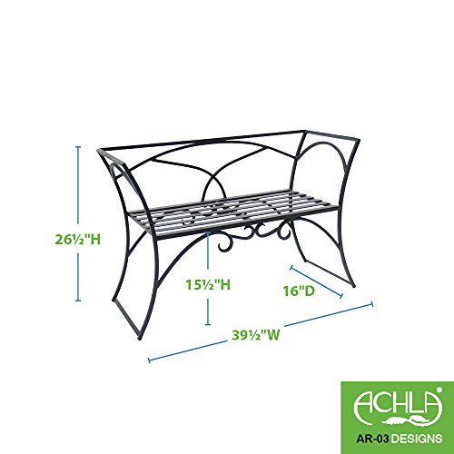 Wrought Iron Arbor Bench With Back - Image 4