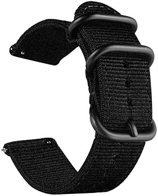 CNYMANY 24mm Universal Ballistic Watch Band, Nylon Canvas Woven Loop Replacement Strap Wristband Buckle Fastener Adjustable Closure for Smart-watch Sport Fitness Tracker - Black