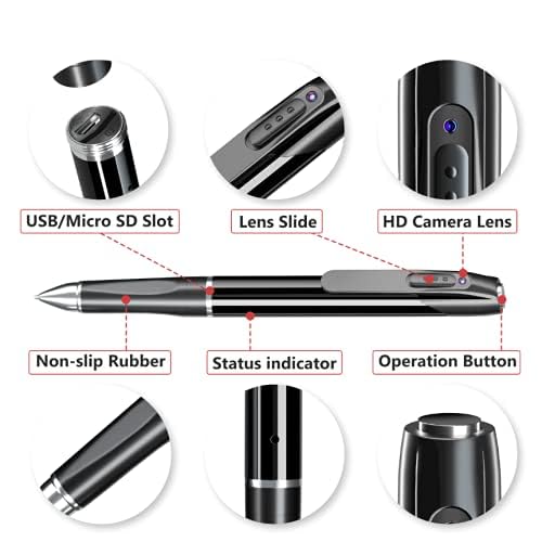 Image of Spy Hidden Camera Pen with Free 32GB Sd Card Spy Pen 1080P Full HD Video Audio Recording Indoor Outdoor Mini Cam for Home Security, Business & Learning | 2023 Version (CAM03)