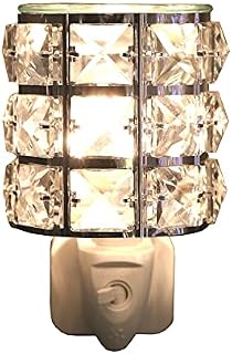 Plug-In Metal and Crystal Clear Electric Lamp Night Light Wax Melt Oil Burner With Extra spare Bulb & glass plate