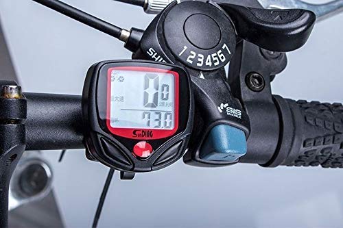 SHREYAGN Elasticated Nylon and Rubber Material Bicycle Computer Leisure 14-Functions Waterproof Cycling Odometer Speedometer Bike Computers with LCD Display, Red 1