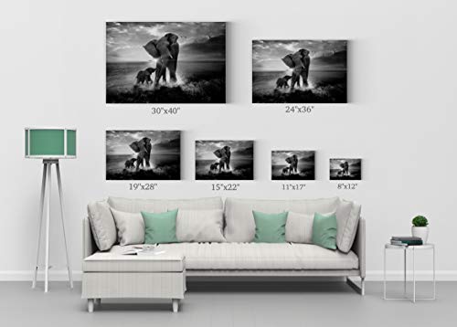 Elephant Decorative Art Canvas Print Modern Wall Decor Artwork Wrapped Wood Stretcher Bars Vertical- Ready To Hang -%100 Handmade In The Usa_Elh24_24*36 #TOP4