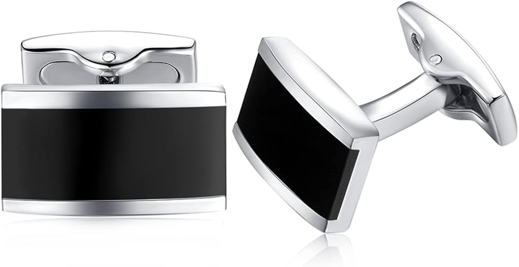 HONEY BEAR Cufflinks Mens Shirt Rectangle Stainless Steel Business Wedding Gift