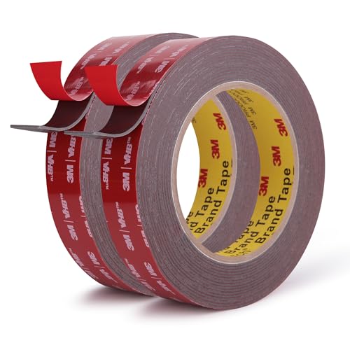 Image of Double Sided Tape Heavy Duty Mounting Tape 3 /4 inch x 18Ft Made of 3M 4611F Gray Strong Adhesive Waterproof Foam Tape for Home Office Car Decorative Materials and Trims (Pack of 2)