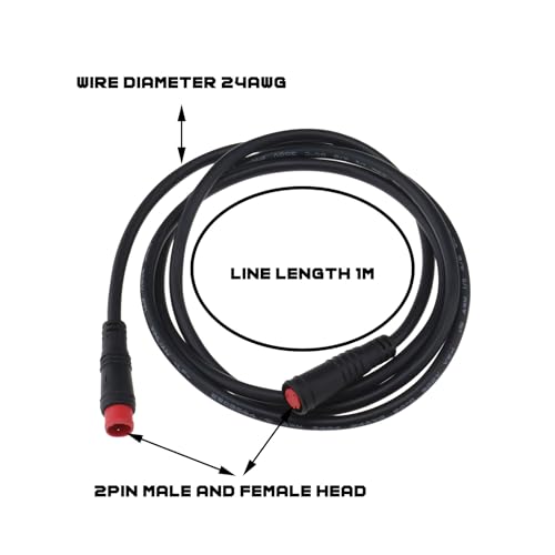 VGOL E-bike Extension Cable 2pin Female To 2pin Male Waterproof Plug For Electric Bike Motor/Light Ebike Parts Extension Cable 1M - Image 3