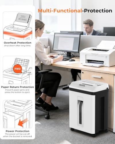 Image of 150-Sheet Paper Shredder Heavy Duty, Micro Cut and CDs /Cards, P5 Ultra Security, 60 Min Non Stop Shredder for Home Office, 5.3 Gallon Bin with Wheels, <60 dB (OL289)