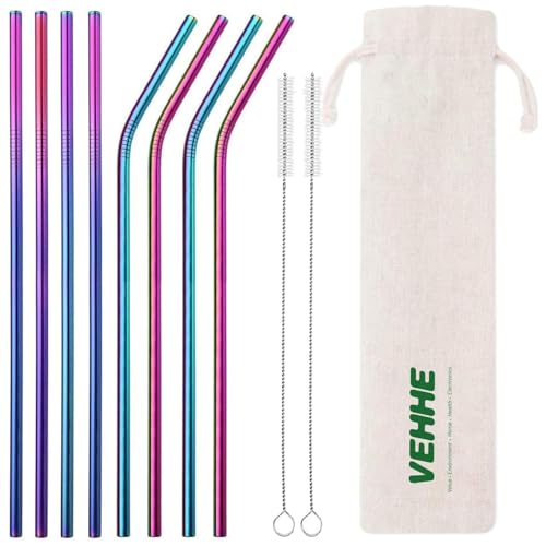 VEHHE Stainless Steel Metal Drinking Straws Set