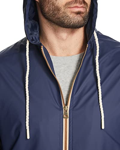 Image of Weatherproof Vintage Mens Lightweight Waterproof Coated Hooded Rain Jacket- Light Windbreaker Raincoat for Men- Rain Slicker