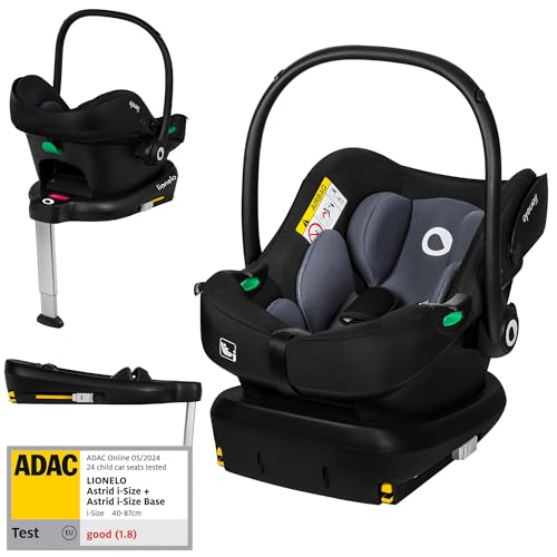 LIONELO ASTRID I-size SET Seggiolino Auto per Bambini con Base 40-87 cm Ovetto per Neonati Montaggio ISOFIX, Cinture di Sicurezza a 3 Punti Protezione Laterale, Inserto Dri-Seat, i-Size R129