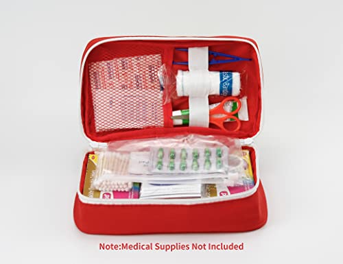 Image of TopASION Fabric Portable Empty First Aid Kit Bag, Travel Medicine Pouch, Small Medical Bag (Red)