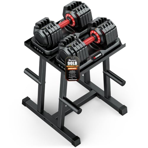 Rendpas Adjustable Dumbbell Rack with 2 inch Plate Tree,600 LB Capacity