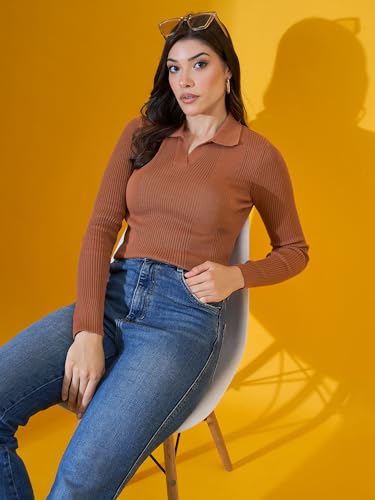 Image of 98 Degree North Women Spread Collar Sweater-G1577-BLACK