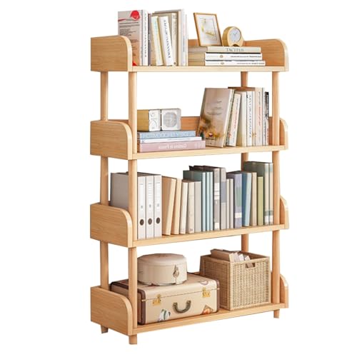 Estantería de madera, moderna estantería de pie, organizador de esquina para almacenamiento en el hogar y la oficina, diseño natural para sala de estar, pasillo y baño