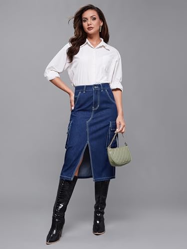 Image of Miss Chase Women's Straight High Rise Mini Denim Skirt