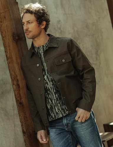 Image of Huckberry Flint and Tinder Dry Wax Trucker Jacket, Unlined Mens Lightweight Cotton Jacket