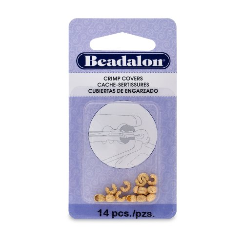 Beadalon Crimp Cover 4mm Sparkle Nickel Free Gold Plated, 14-Piece
