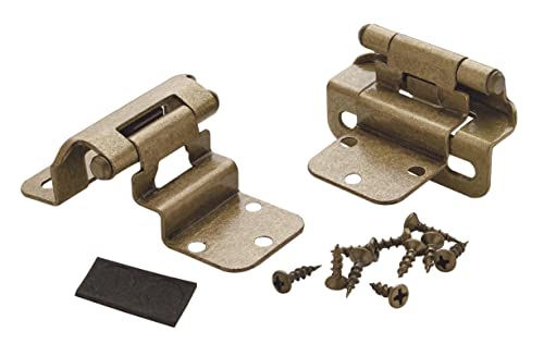 Image of Amerock 1 Pair 3 /8 inch Inset Burnished Brass Self-Closing Wrap Cabinet Hinge | Steel Cabinet Hinge for Kitchen, Bathroom and Furniture Doors, 3 /8 inch (10mm) Inset, Self Closing, Partial Wrap