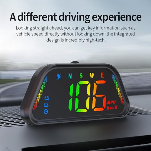 Image of Universal Car HUD GPS Speedometer - G23 Heads up Display Digital Speedometer MPH Real-Time Display with Overspeed Alarm & Fatigue Driving Alert, Plug and Play USB, Auto Brightness for All Vehicles