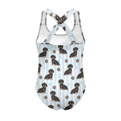 Image of Girls One Piece Swimsuits Summer Quick Dry Crewneck Beach Bathing Suit Cross Shoulder Strap Swimwear 5-14 Years