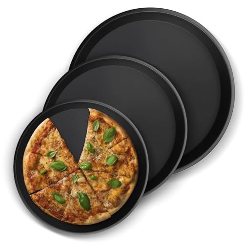 Petiouarnsze Bandejas Para Pizza, 3 Piezas, Plato Para Pizza, Para Horno, Accesorios De Repostería, Hogar, Cocina, Restaurante, Apto Para Lavavajillas (21,5/23,2/26,7 Cm)