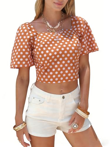 EXLURA Women's Polka Dot Crop Top - Use code ZOTOTUPO