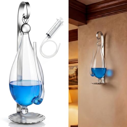 ElectricWise Weather Glass Barometer with Metal Bracket Storm Glass Wall Mount Liquid Barometer for Visual Atmospheric Pressure Display Classic Indoor Home Decor Gift for Weather Lovers