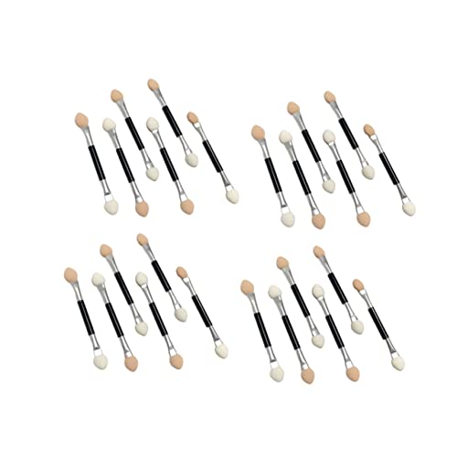 LIFKOME 30Pcs Double Headed Eyeshadow Brushes Portable Eye Makeup Applicators for Women Smooth Surface Latex Eye Shadow Sticks Aluminum Tube for Easy Application