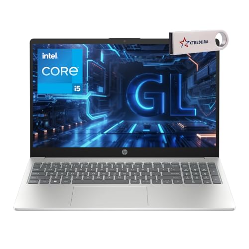 Image of HP Business 15 Laptop, 15.6 inch FHD Display, Intel Core i5-1235U 10-core Processor, 8GB RAM, 256GB PCIe SSD, Webcam, WiFi 6, Bluetooth 5.3, Windows 11 Home, Silver, Bonus XtreDura USB Drive