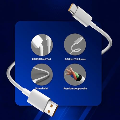 Image of Original 65W Super Vooc Cable, USB Type-C to USB-A for Realme XT, Realme XT 730G, Realme X2, Realme C12, Realme 6 Pro, Realme Narzo 20A, Realme 7 Data Sync Fast Charging Cable